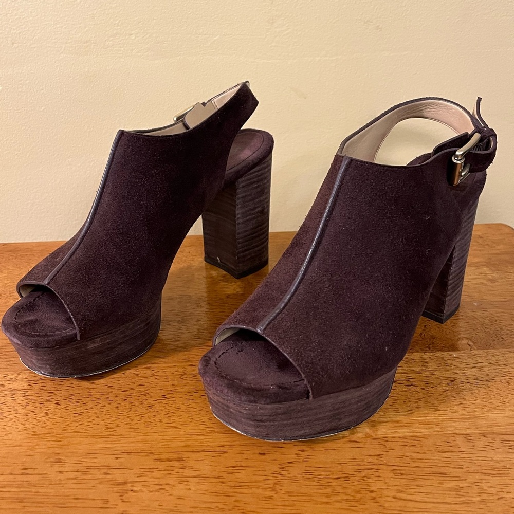 Michael Kors, brown suede platform sandals, size 8